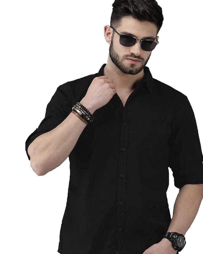 Men’s Black Formal Cotton Regular Fit Full Sleeve Shirt