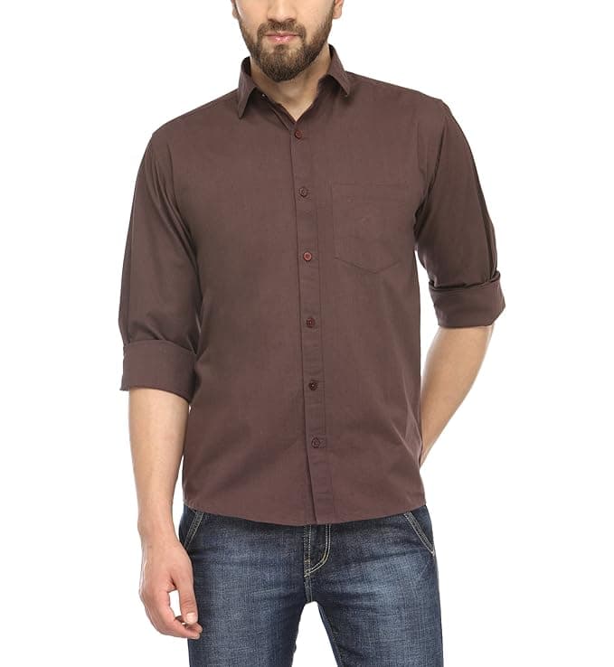 Men’s Dusty Brown Formal Cotton Regular Fit Full Sleeve Shirt