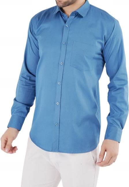 Men’s Teal Blue Office Wear Cotton Full Sleeve Shirt
