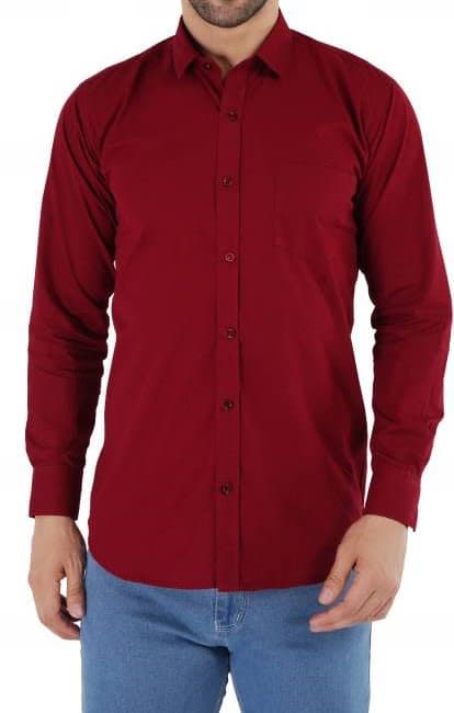 Men’s Wine Office Wear Cotton Full Sleeve Shirt