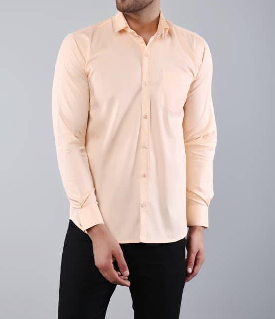 Men’s Off White Formal Cotton Regular Fit Full Sleeve Shirt