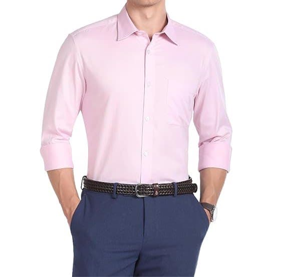 Men’s Pink Formal Cotton Regular Fit Full Sleeve Shirt