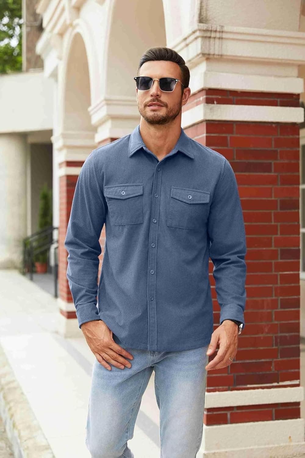 Men’s Slate Blue Regular Fit Full Sleeve Shirt