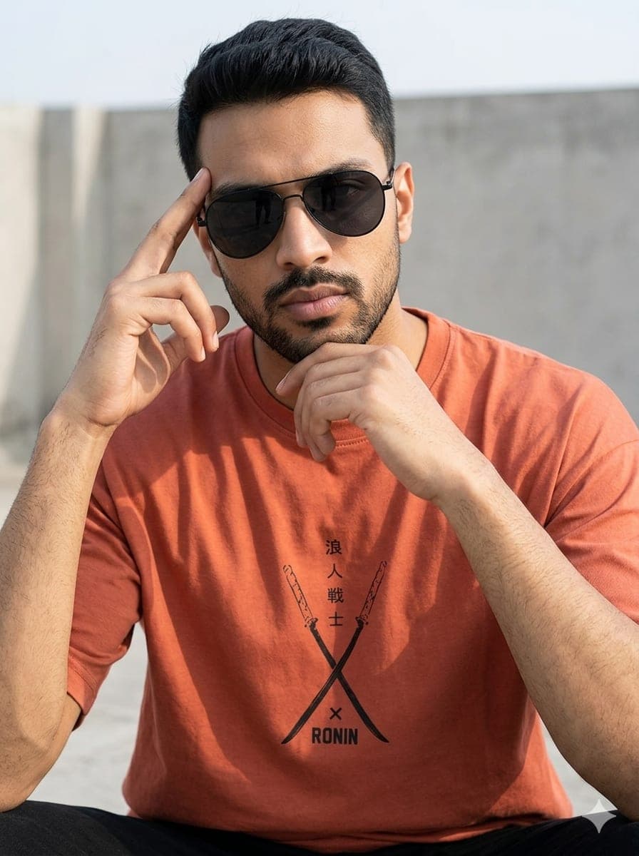 Men’s Casual Off Shoulder Graphic Printed Tee
