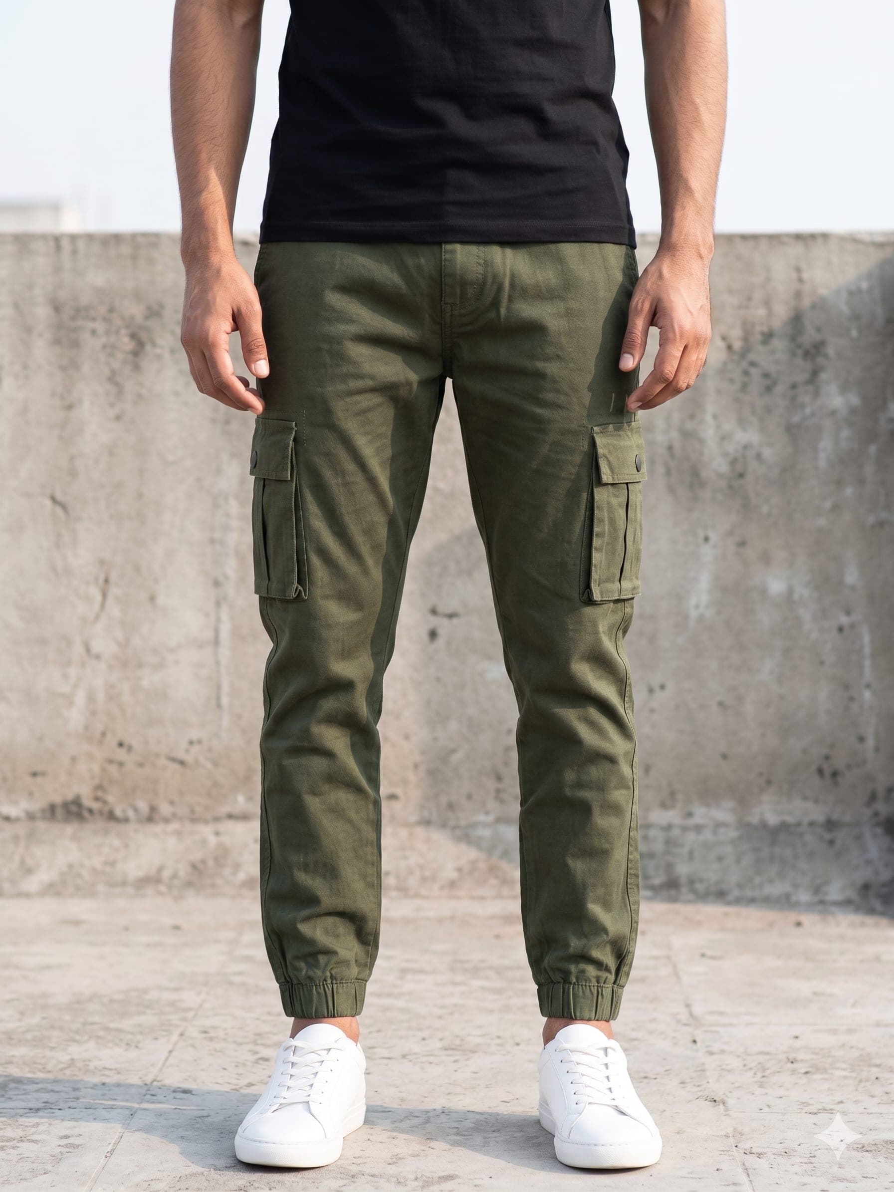 Men’s Olive Green Slim Fit Cargo Pants