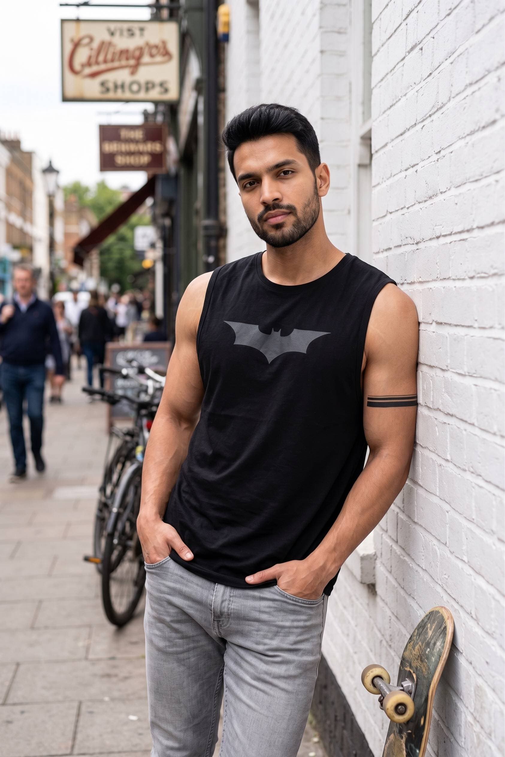 Men's Black Batman Graphic Muscle Tank Top | Premium Cotton Gym & Streetwear